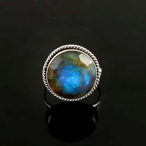Natural Labradorite Ring, 925 Sterling Silver Ring, Band Ring, Labradorite Gemstone Ring, Labradorite Silver Ring Jewelry