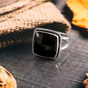 Sale!! Natural Black Spinel Ring- 925 Sterling Silver- Exotic Ring- Gift For Girl Friend- Everyday Wear Ring- Gemstone Ring- women&#39;s gift&#39;s