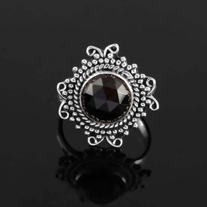 Natural Black Spinel Ring- 925 Sterling Silver- Exotic Ring- Gift For Girl Friend- Everyday Wear Ring- Gemstone Ring- women's day gifts