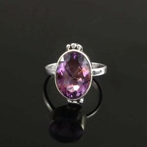 Natural Amethyst Ring-Handmade Silver Ring-925 Sterling Silver Ring Pear Amethyst Designer Ring-Amethyst Gemstone Ring
