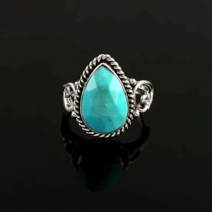Natürlicher Türkis Ring, 92,5% Sterling Silber Ring, Handgemachter Ring, Minimalist Ring, Silber Ring, Natürlicher Türkis Edelstein Ring
