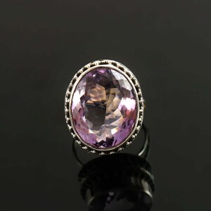 Natural Amethyst Ring-Handmade Silver Ring-925 Sterling Silver Ring-Oval Amethyst Designer Ring-Amethyst Gemstone Ring