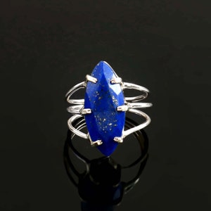 Natural Lapis Lazuli Ring ~ Handmade Silver Ring ~ Sterling Silver Rings ~ Marquise Lapis Ring ~ Blue Lapis Ring ~ Lapis Gemstone Ring