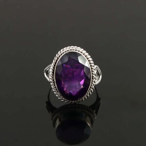 Natural Amethyst Ring-Handmade Silver Ring-925 Sterling Silver Ring-Oval Amethyst Designer Ring-Amethyst Gemstone Ring
