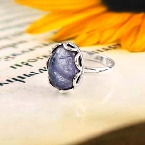 Natural Tanzanite Ring, Tanzanite Jewelry, Silver Ring, Boho Ring, Statement Ring, Gift for Her, Tanzanite Gemstone Jewelry Engagement Ring
