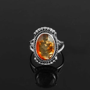 Natural Mexican Fire Opal Ring, 925 Sterling Silver, Opal Jewelry, Solitaire Ring, October Birthstone, Proposal Ring, 14 K Gold Ring