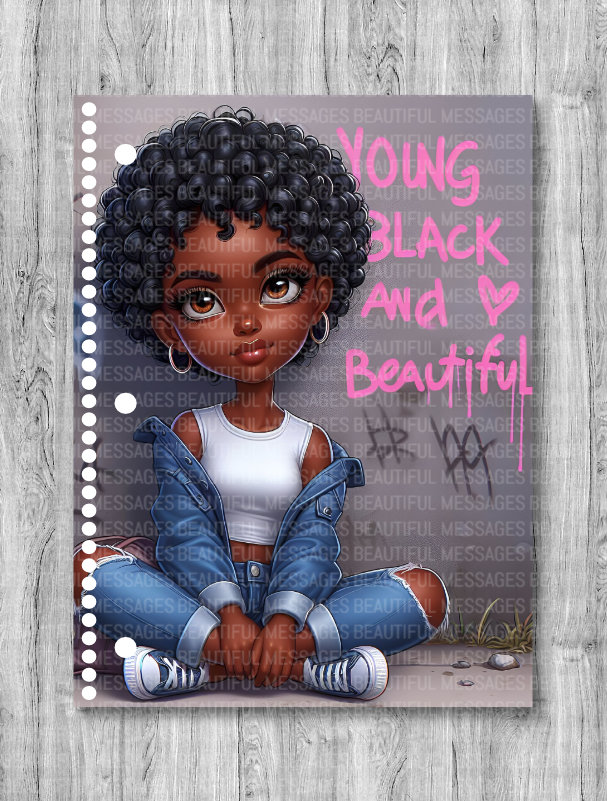 SCHOOL NOTEBOOK - young black beautiful; notebook; school; journals; notebooks; reading; writing; black girl; african-american