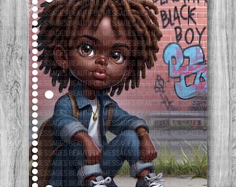 Carnet de notes Beautiful Black Boy – Journal scolaire, 140 pages