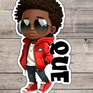 STICKERS - young black boy; young black king; black child; african-american boy
