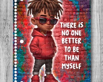 SCHOOL NOTEBOOK - Than to be myself; notebook; school; journals; notebooks; reading; diary; writing; black boy; african-american
