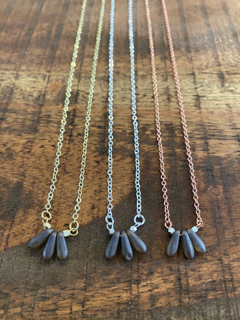 Mini GLASS PETAL NECKLACE nature inspired dainty jewelry everyday wear boho style