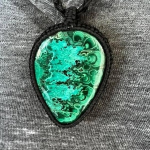 Gorgeous Hand Woven Malachite Chrysocolla Adjustable Necklace