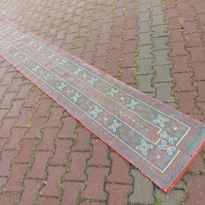 1.64X11 Ft Sage Green& Dusky Rose Vintage Rug Runner, Kitchen Non Slip, Runner Carpet For Hallways, Runner For Stair, Father's Day Gift 1283