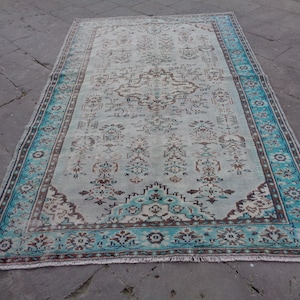 Türkisfarbener Oversize Teppich, Türkisfarbener Teppich, Waschbar Teppich, Vintage Saison Zimmerteppich 24,5 x 2 m