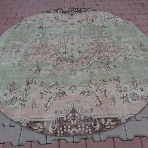 Round Rug,vintage Circle Rug,dining Table Rug, Orient Rug6' 2''x6' 2 ...