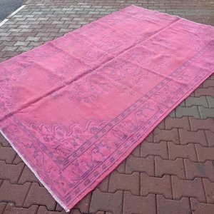 9.8x6.3 Vintage Oversize Pink Rug, Neutral Wool Rug For Family Room, Boho Utulity Room Rug, Rustic Dorm Carpet, Genuine Christmas Gift 441
