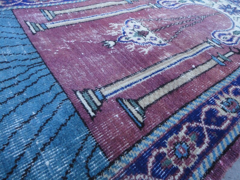 Low Pile Turkish Wool Bedroom Rug,Distressed Bathroom Rug,Faded Entrance Rug,Boho Kitchen Rug,Pale Kids Room Rug,Sink Rug 4/' 4/'/' X 2/' 5/'/'