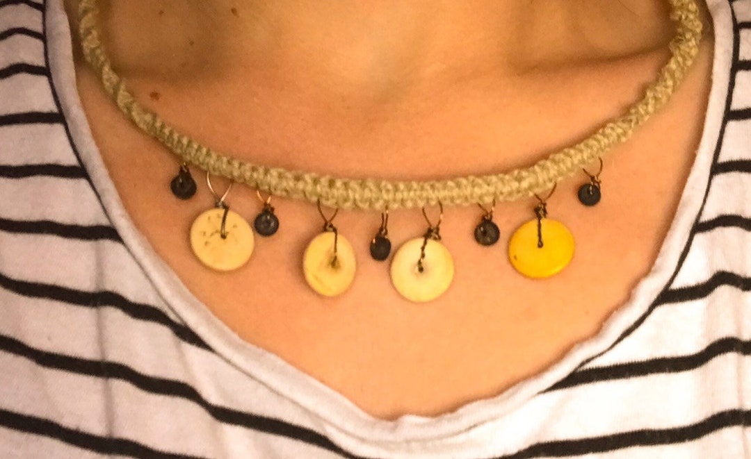 Hemp Necklace W/ Wirewrap Reclaimed Wood Beads Etsy Hong Kong