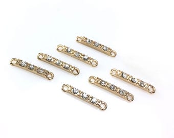 Set van 7 goudkleurige strassteentjes kleine rechthoekige staafschakels sieradenconnectoren