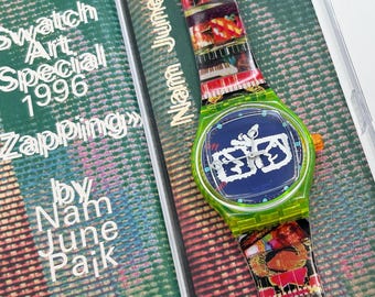 1996 Neue SWATCH Art Special Limited Edition ZAPPING Nam June Paik SLZ104