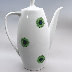 Thomas Rosenthal Germany MCM Medallion Porcelain Green Pinwheel Flower Tea Pot
