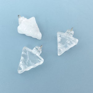 Set of 3 Carved Quartz Crystal Stone Arrowhead Pendants Focals Charms