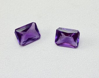 Pair of Purple Amethyst Octagon Loose Cubic Zirconia Stones 8mm x6mm
