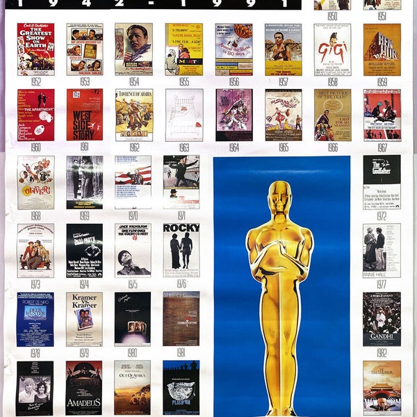 Original Vintage Academy Awards "BEST PICTURE 1942-1991" United Artist Promo Movie Poster