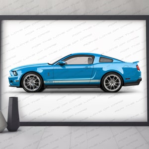 2012 Ford Mustang Inspired poster for car lovers / hand made art work print gift for him, Mustang lovers and for car enthusiast.
