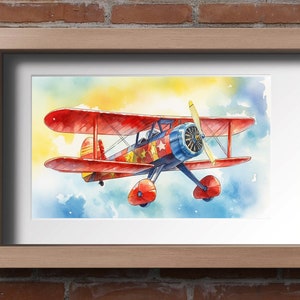 Set di 3 o 6 stampe di aeroplani per la cameretta dei bambini, decorazioni per la cameretta dei neonati, stampe da parete per bambini, poster di camion, set di trasporti ad acquerello