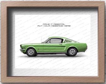 1965 Ford Mustang Fastback Art Print: Personalizable Car Poster - Etsy