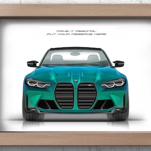 Stampa personalizzata BMW M4 (G82) per gli amanti delle auto / opera d'arte fatta a mano stampata su carta fotografica di alta qualità / regali per lui / arte automobilistica