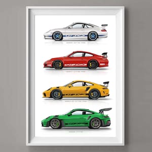 Porsche 911 GT3 RS regalo per gli amanti delle auto opera d'arte fatta a mano stampata su carta fotografica di alta qualità / regali per lui / arte automobilistica