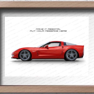 Poster personnalisé Chevrolet Corvette C6 pour les amateurs de voitures / Cadeau imprimé oeuvre d'art fait main pour lui et les amateurs de Corvette