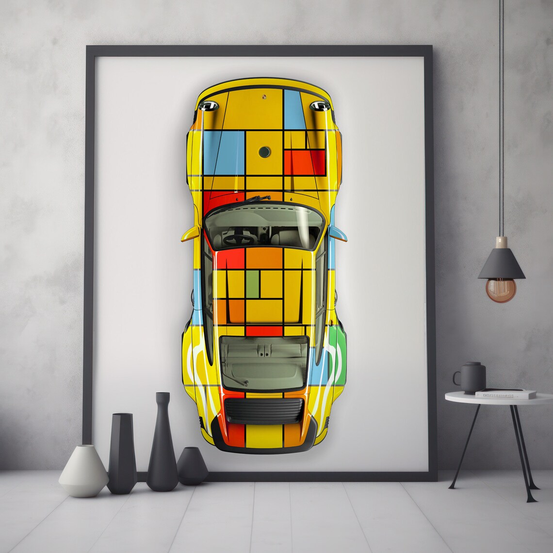 Porsche 911 Piet Mondrian Style Poster for Car Lovers / Hand Made Art ...