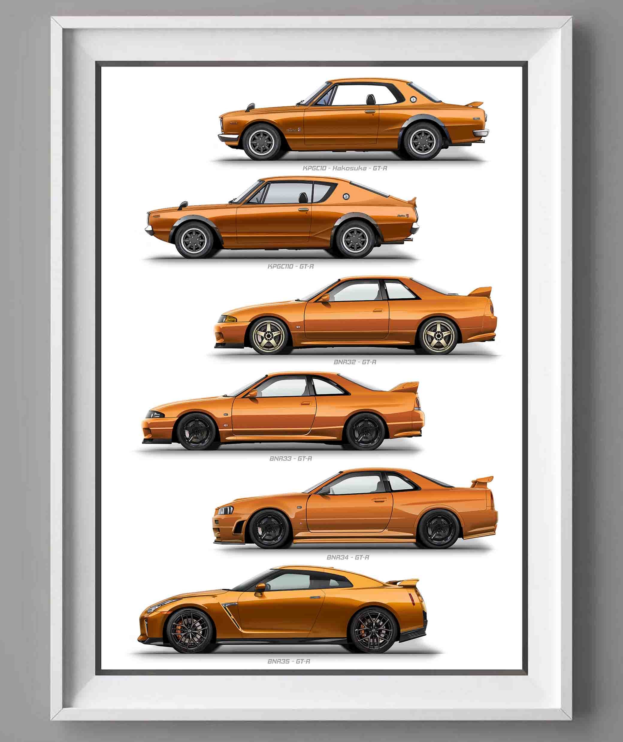 Nissan Skyline GT-R Generation Art Print KPGC10 Hakosuka, KPGC110