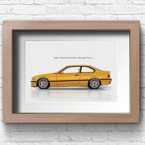 Stampa personalizzata per gli amanti delle auto BMW M3 (E36) stampa artistica fatta a mano su carta fotografica di alta qualità / regali per lui / arte automobilistica / schizzo di auto