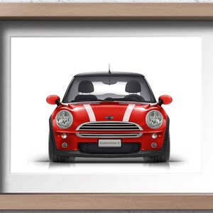 Personalised Mini Cooper S (R50) JCW Print, Handmade Artwork Print on ...
