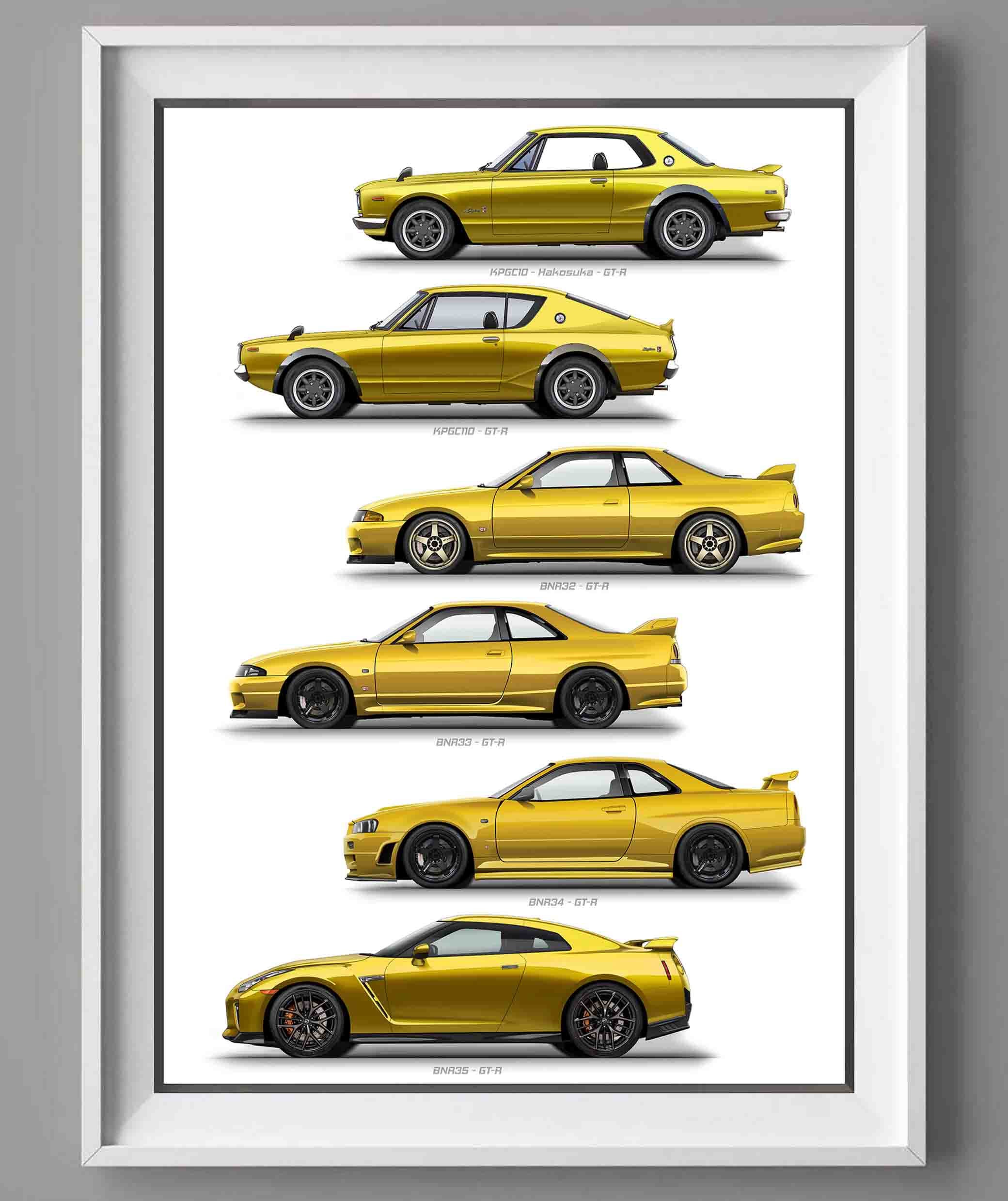 Nissan Skyline GT-R Generation Art Print KPGC10 Hakosuka, KPGC110