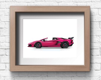 Personalised Lamborghini Print for Car Lovers, Aventador SVJ