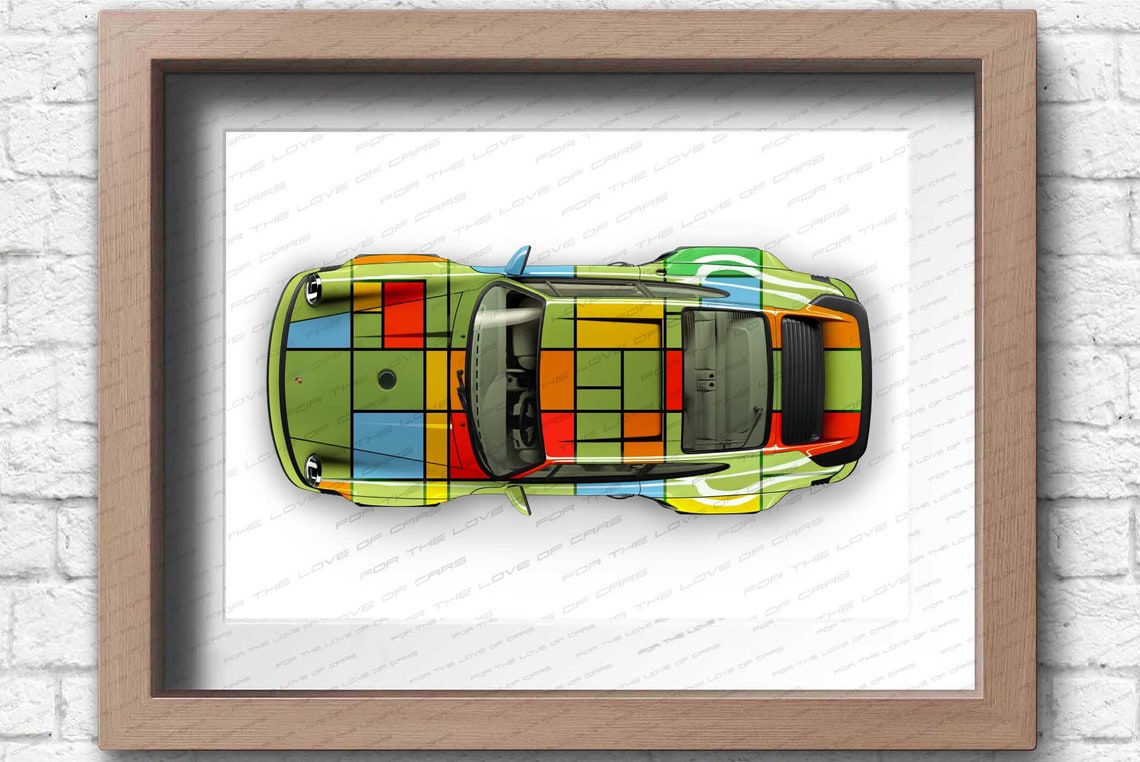 Porsche 911 Piet Mondrian Style Poster for Car Lovers / Hand Made Art ...
