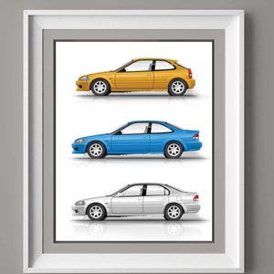 Poster personalizzabile Honda Civic EK (6a generazione), regalo per gli amanti delle auto, stampa artistica digitale fatta a mano su carta fotografica di alta qualità.