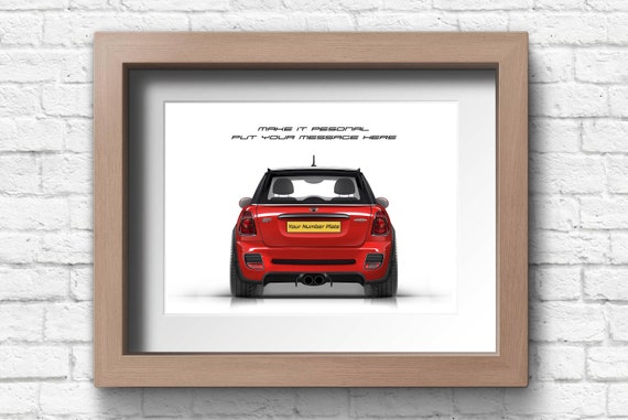 Personalised Mini Cooper (R56) JCW Print, handmade artwork print on high quality photo paper / gifts for him / car art sketch.
