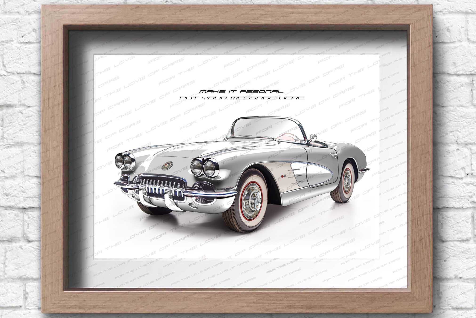1958 C1 Chevrolet Corvette Personalisable Poster for Car Lovers