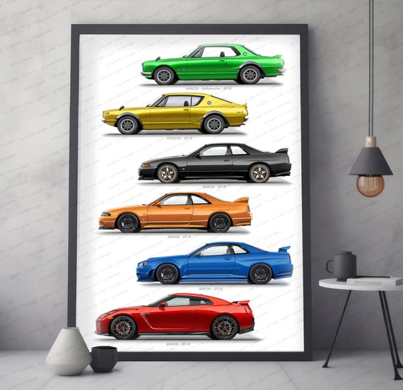 Nissan Skyline GT-R Generation Print KPGC10 Hakosuka, KPGC110, R32
