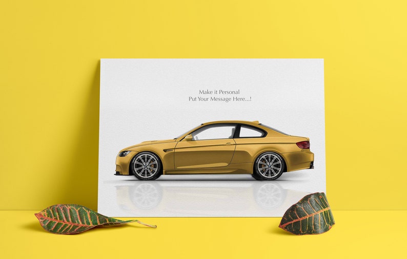 May include: A gold car with black wheels and a white background. The text "Make it Personal Put Your Message Here..." is at the top of the image.