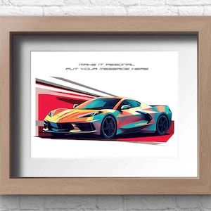 Chevrolet Corvette C8, stampa artistica personalizzabile fatta a mano / regalo per lui / schizzo di auto.