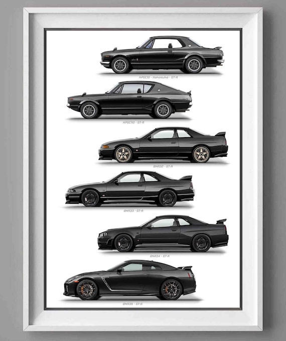 Nissan Skyline GT-R Generation Print KPGC10 Hakosuka, KPGC110, R32