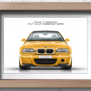 Stampa personalizzata per gli amanti delle auto BMW M3 (E46) stampa artistica fatta a mano su carta fotografica di alta qualità / regali per lui / arte automobilistica / schizzo di auto