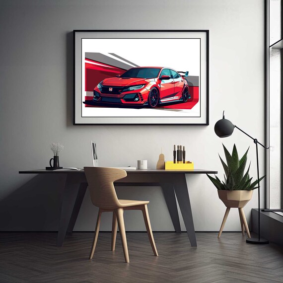Honda Civic TYPE R FK8, Handmade Personalisable Artwork Print